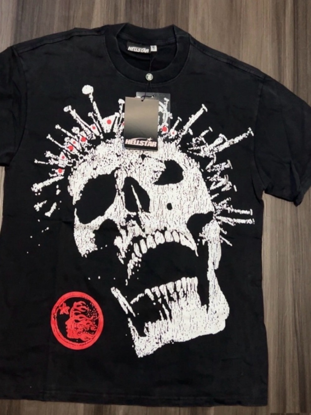 HELLSTAR Men’s M Black Graphic Skull Logo Crew Neck Short Sleeve T-Shirt